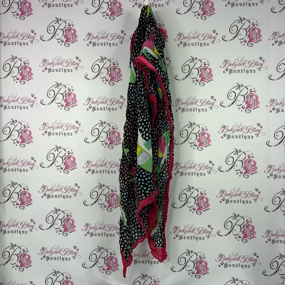 Scarf dolphins shark water life fish scarve Polka Dot Scarf with Pink Trim